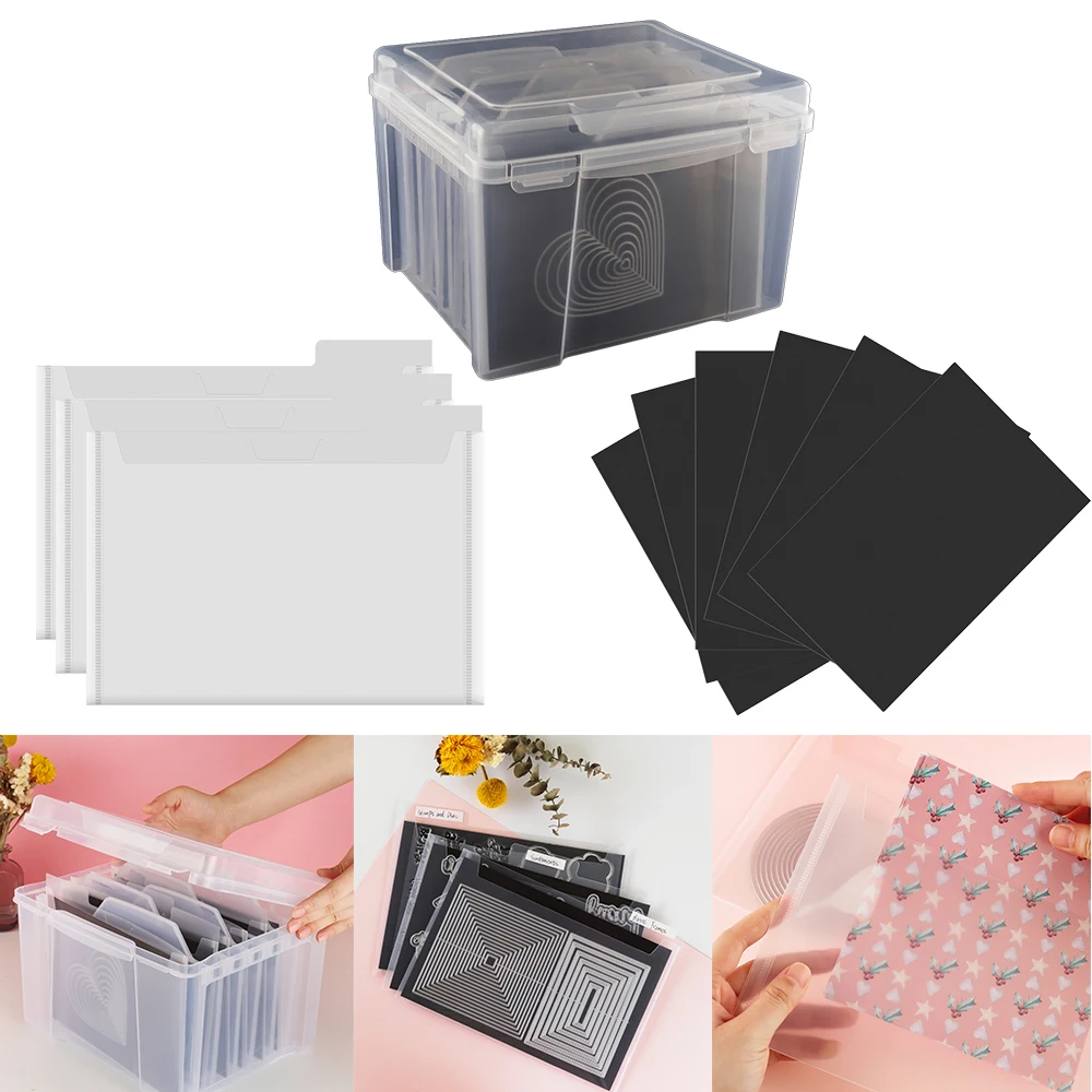 

Transparent Storage Envelopes/Box With 6 Tabbed Dividers/Strong Double-sided Magnetic Sheets Die and Stamp Storage Kit New 2022