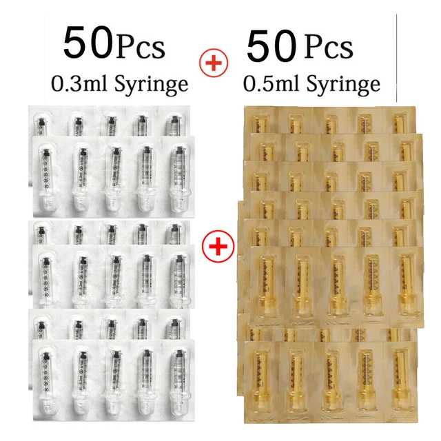 Testa Di Fiala Sterile Monouso Da 0.3 E 0.5Ml Per Penna Hyaluron Lip Filler Lifting Acido Ialuronico Pistola Filler Teste Di Fiale Per Iniezione