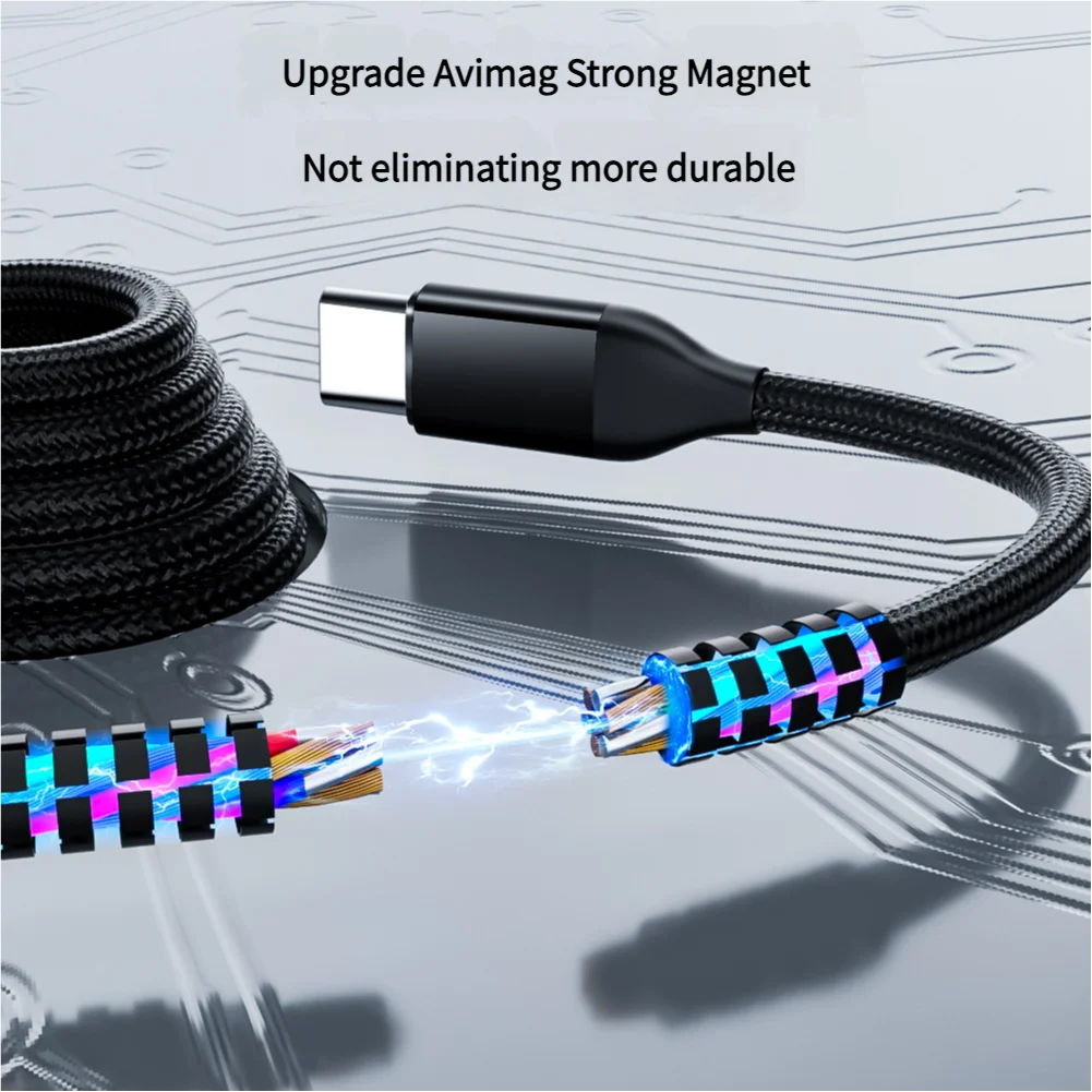 240W 마그네틱 USB-C 고속 충전 케이블, 휴대용 접이식 엉킴 방지, 아이폰, 화웨이, 노트북, 차량용 여행 액세서리