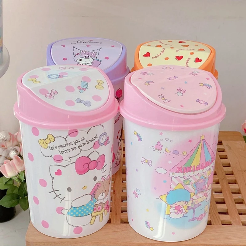 

Sanrio Kawaii Hello Kitty мусорная корзина для спальни My Melody Cinnamoroll аниме мультфильм милый Модный изысканный гостиная бумажная корзина