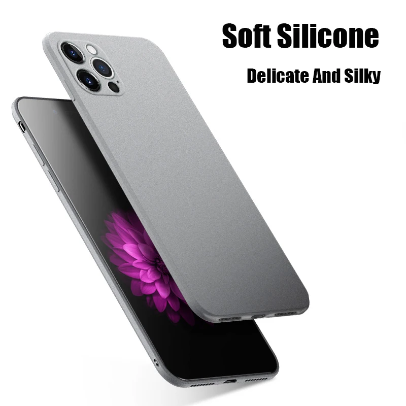 Ultra-Thin Sandstone Matte Case For iPhone 15 14 13 Pro 12 11 Pro Max Mini 16 Plus Slim Soft TPU Shockproof Scrub Back Cover 2