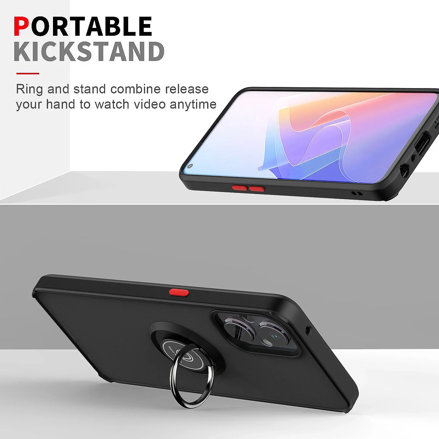 Matte Shockproof Phone Case with Magnetic Ring Stand Holder