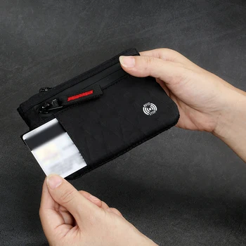 Luxury Rfid Credit Card Holder Anti Theft Slim Key Card Case with Carabiner Nylon Coin Purse Male Purse 1