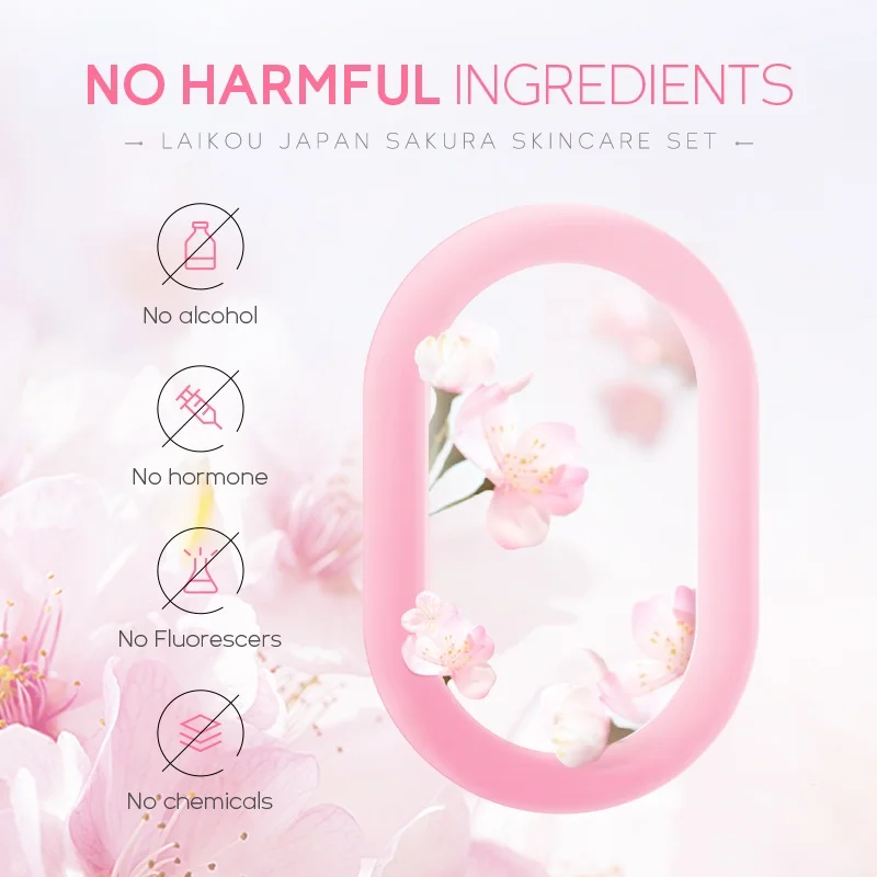 LAIKOU Sakura 4pcs/Set Skin Rejuvenating Serum Lighten Blemishes Moisturizer Fade Dark Circle Eye Cream
