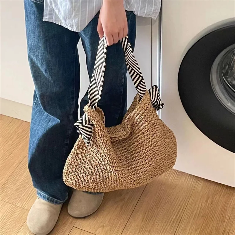 Ladies Fashion Summer Straw Crossbody Bag Women Beach Holiday Shopping Woven Shoulder Handbag Messenger Purses For Women Bags