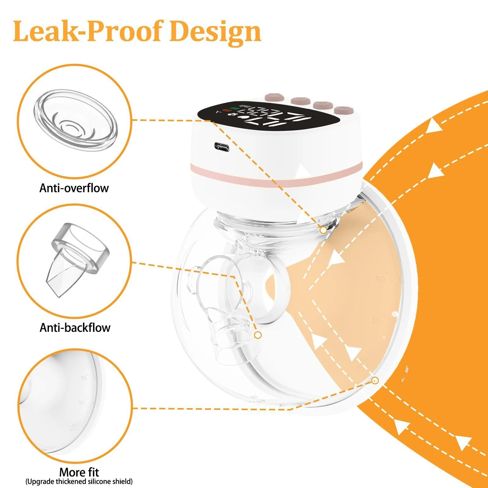 Wearing Portable Electric Breast Pump Suction Painless Silent Low Noise Breastfeeding Milk Collector