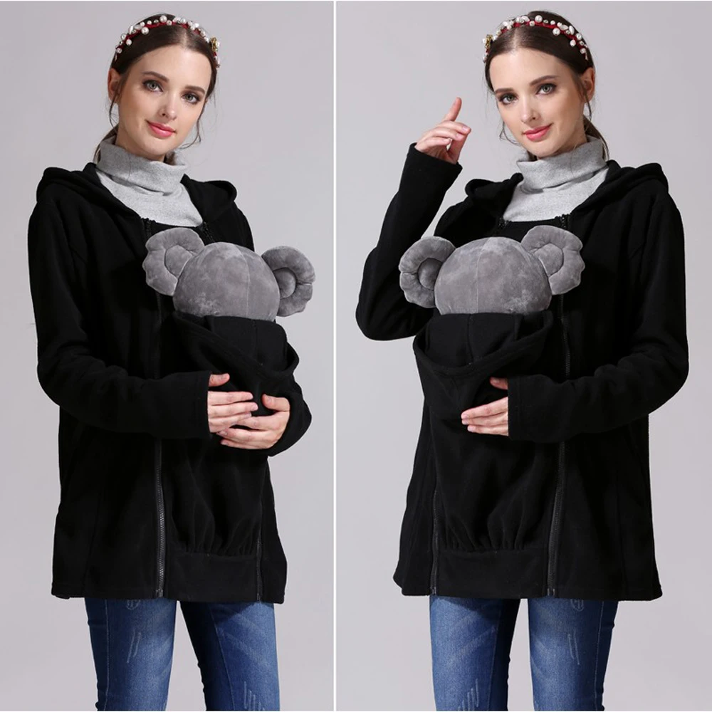 Maternity Clothes Thicker Baby Carrier Jacket Winter Fleece Kangaroo Mums Coat Removeble Baby Panel Maternity Hoodies 6