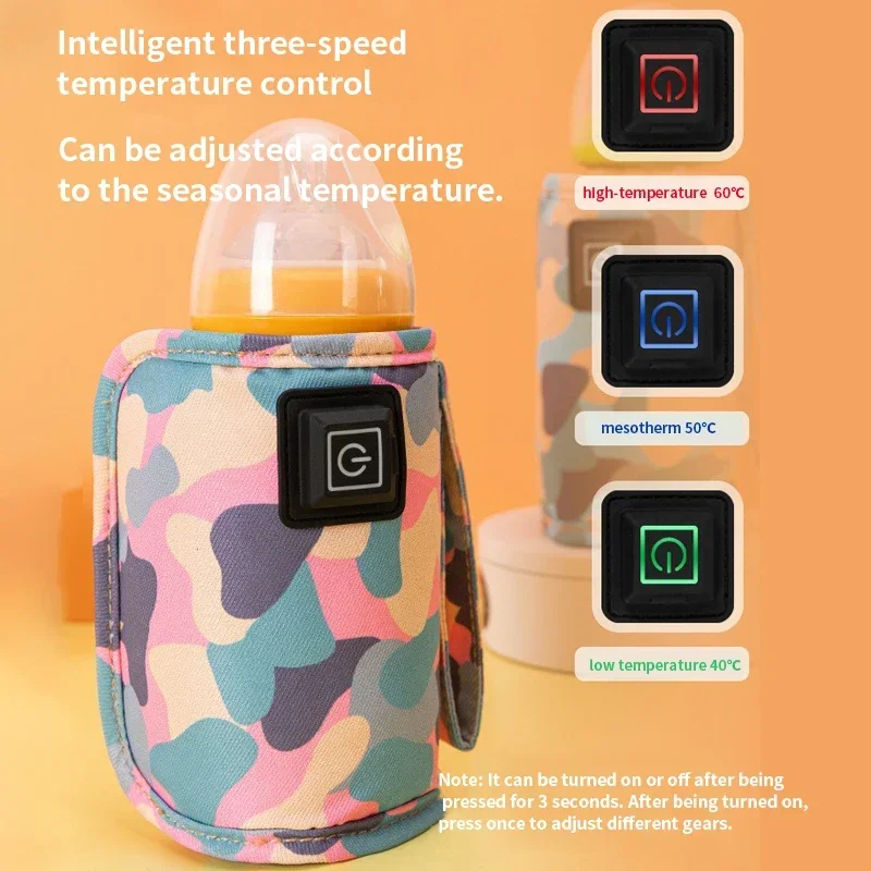 USB Portable Milk Warmer Travel Stroller Insulated Bag Bottle Heater For Baby Newborn Infant Feeding Home Use 3 Modes
