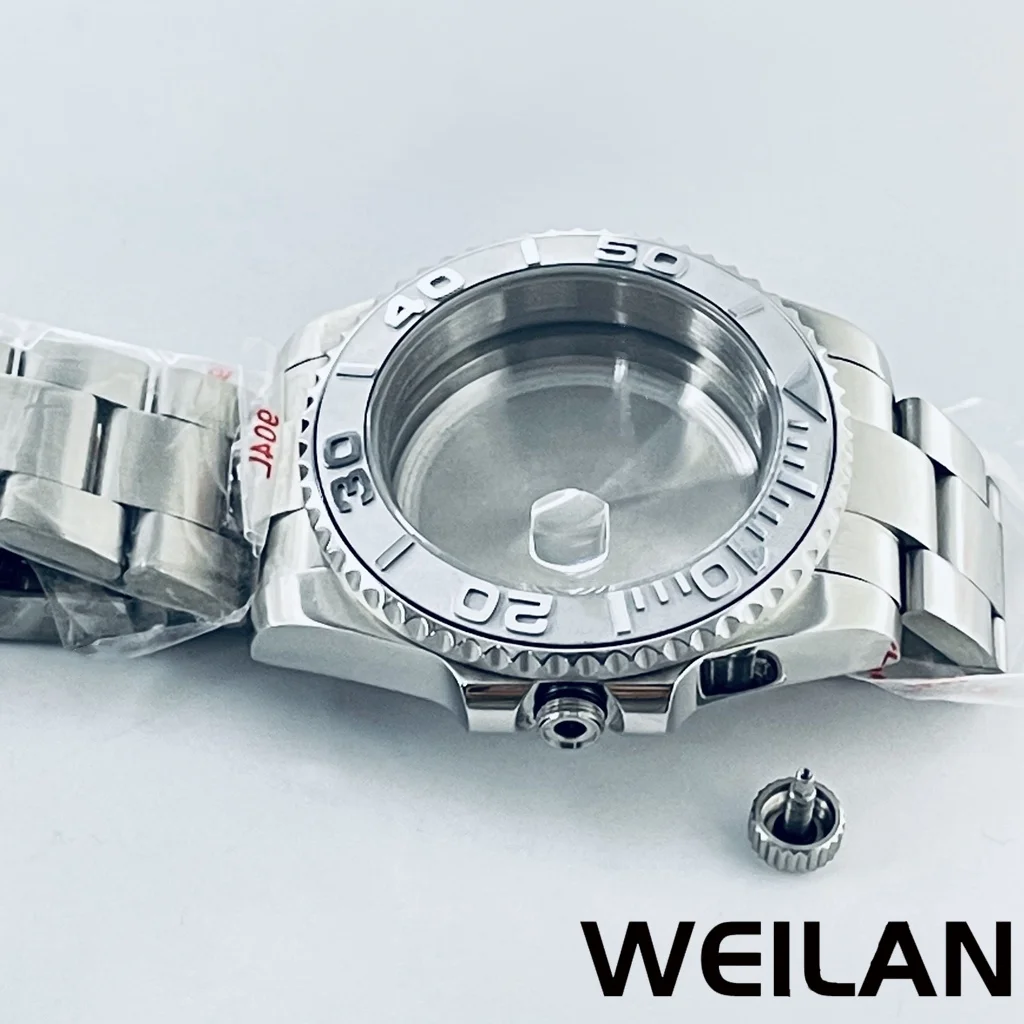 Silver Watch Case with Ceramic Bezel and Sapphire Crystal