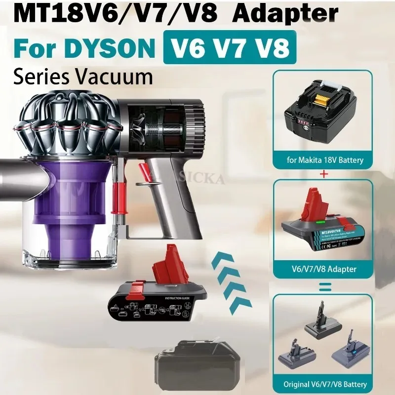 마키타 18V 배터리를 다이슨 V6 V7 V8 애니멀 앱솔루트 진공 청소기에 사용할 수 있도록 변환하는 배터리 어댑터 컨버터 MT18V6V7V8