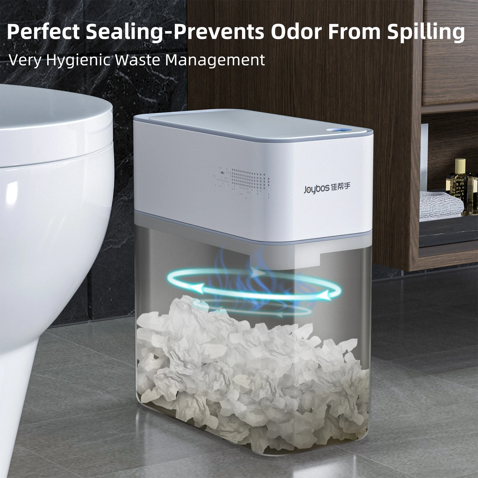 Smart Bathroom Trash Can Automatic Bagging Electronic Trash Can White Touchless Narrow Smart Sensor Garbage Bin 14L