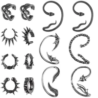 AOEDEJ 1Piece/Pair Punk Ear Cuff Stainless Steel Earrings Clip On Jewelry Men Vintage Skull Snake Helix Fake Piercings Earring 1