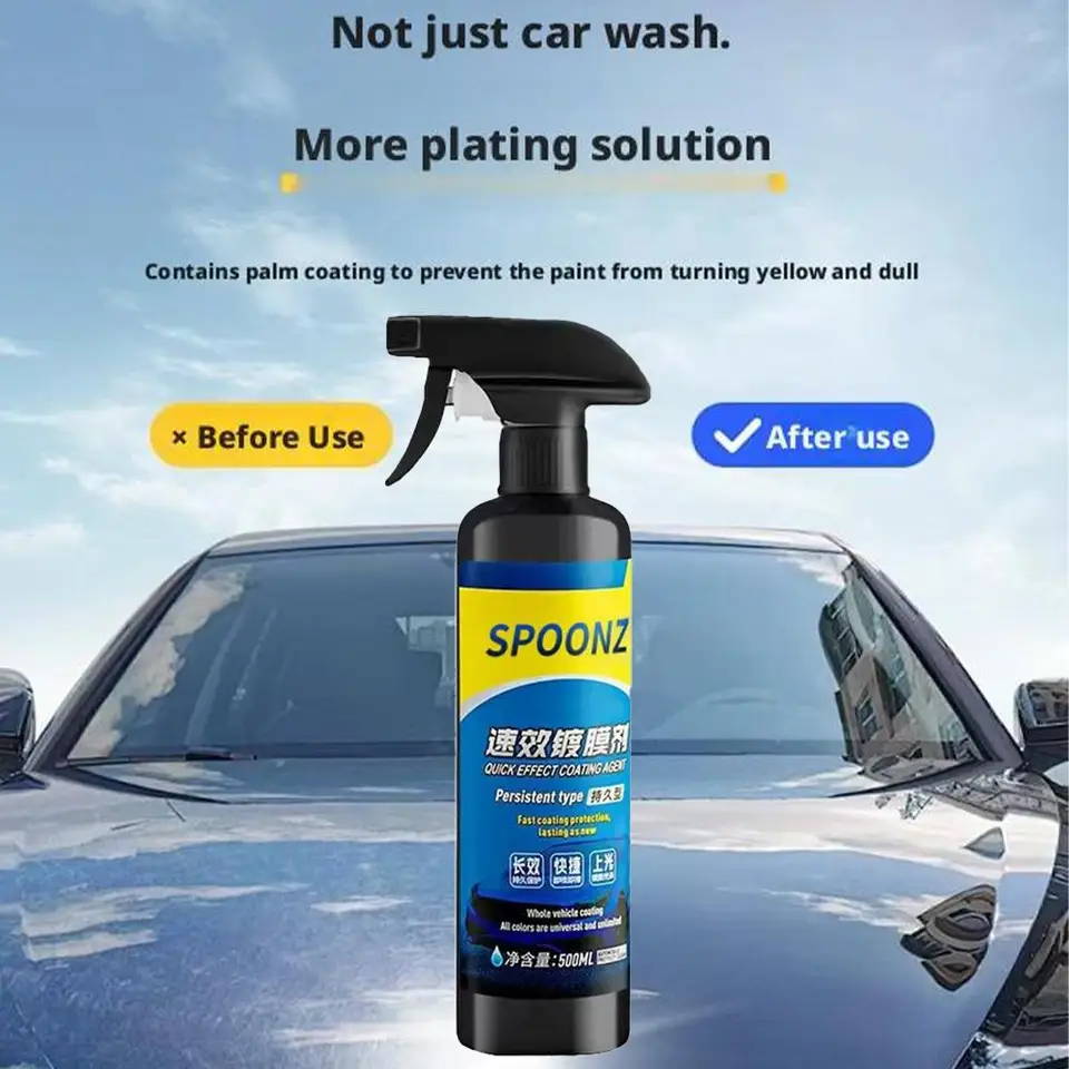 Car Coating Spray, New Quick Effect Coating Agent Spray, Quickly Coat Car Wax, Car Scratch Wax Polish Sprays Waterless Wash,Oil Film Emulsion Glass Cleaner