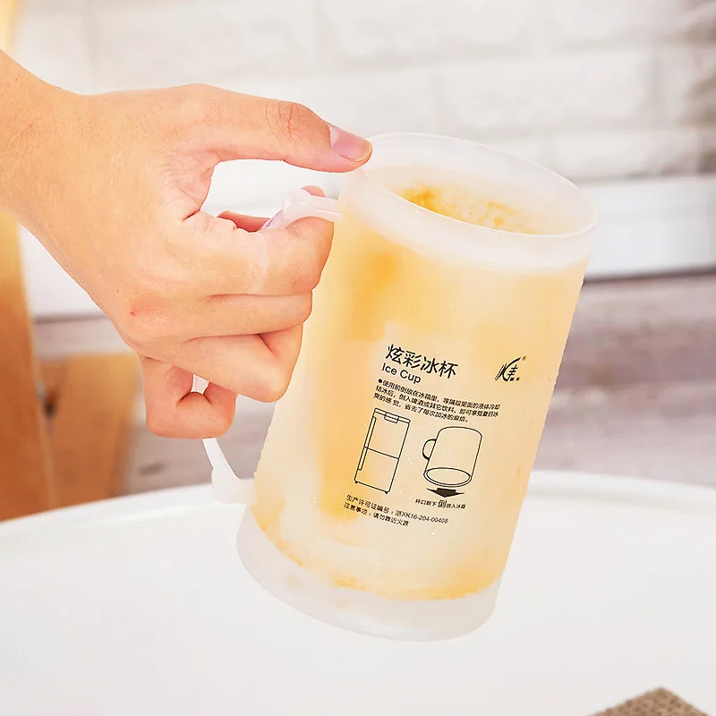 

Creative Cool Double Beer Glass Mezzanine Summer Fake Thickened Cup With Handgrip Transparent Beer Mugs Teasing Supplies