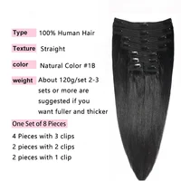 Extensions de cheveux à clipser, cheveux humains brésiliens lisses, couleur noire naturelle, extensions à clipser, cheveux Remy, 20, 22, 24, 26 pouces, 4 pièces #   Femmes 4