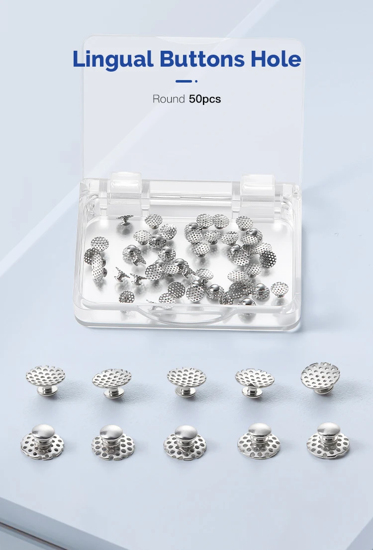 50 Stück/Box AZDENT Zahnärztliche Kieferorthopädische Klebebare Lingualknöpfe mit Loch aus Edelstahl, Kieferorthopädisches Zubehör, Zahnmedizinisches Material – Detail 6