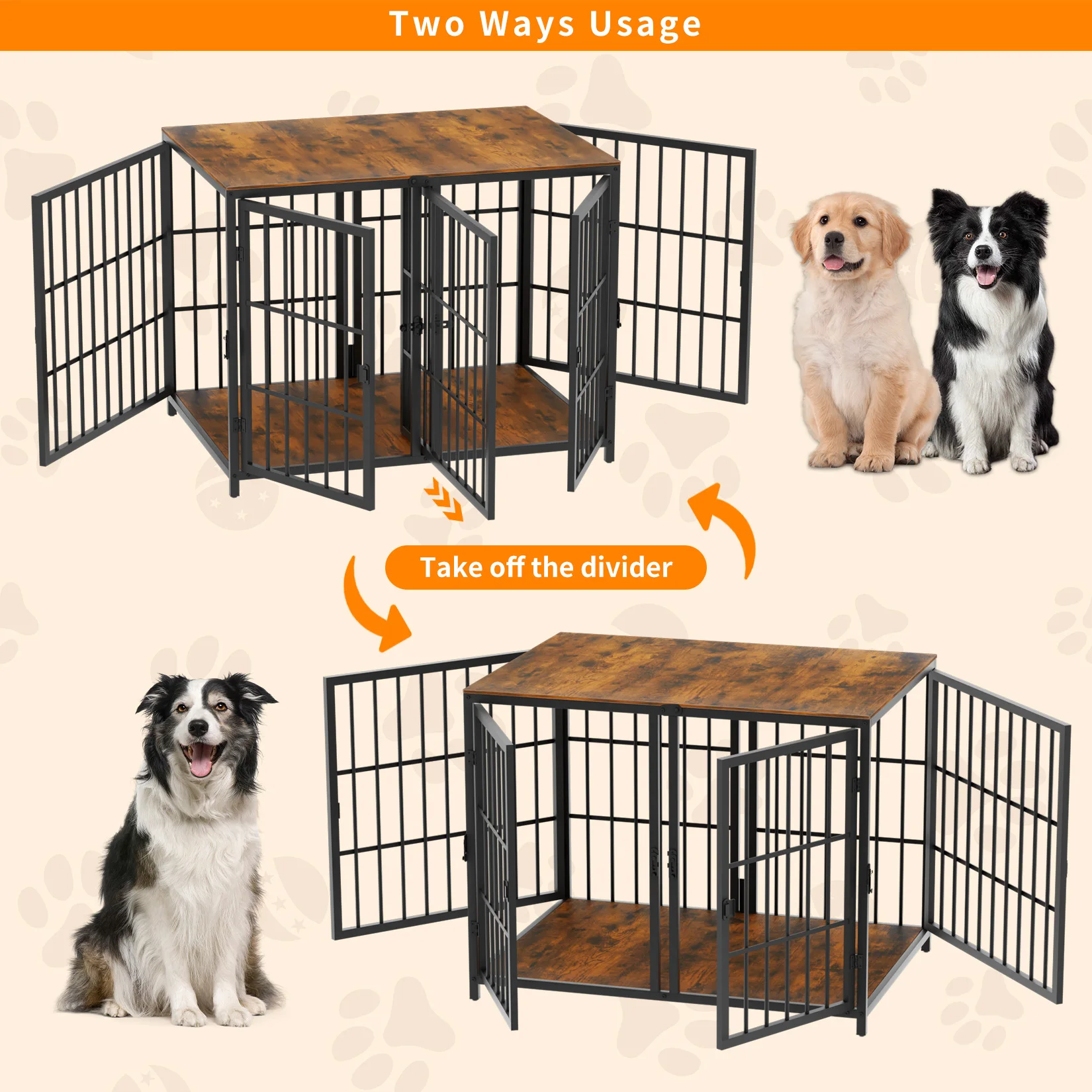 Dog Crate Furniture Heavy Duty Dog Kennels, End Side Table, Wooden