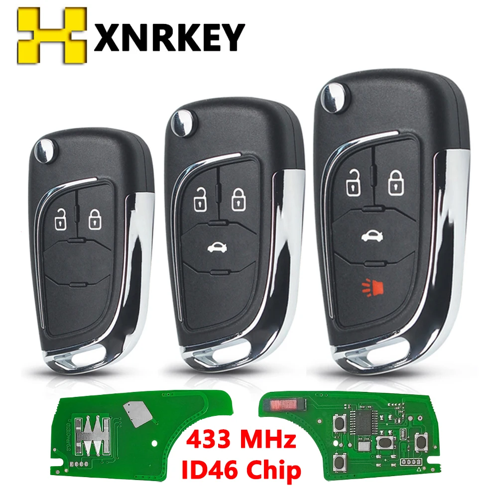 XNRKEY 2/3/4 Buttons Modified Flip Remote Key ID46 Chip for Chevrolet Cruze Malibu Aveo Car Control Key 433MHZ jingyuqin hyq12bbt remote control car key 4d68 chip 314 4mhz for toyota for lexus rx330 rx350 rx400h rx450h 3 buttons fob