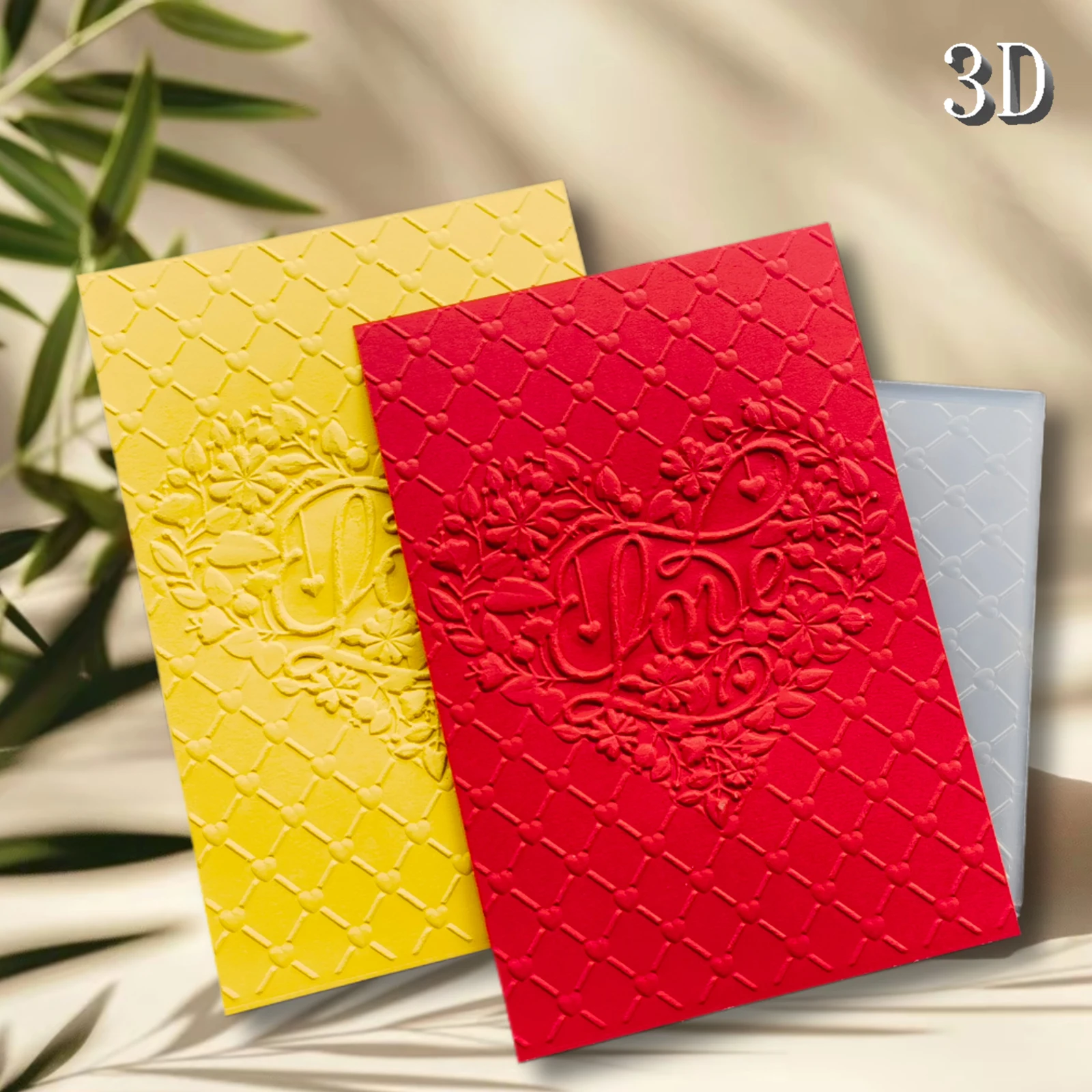 3D 엠보싱 폴더 - 사랑의 꽃무늬 디자인을 테마로, 내구성이 뛰어난 플라스틱, DIY 수공예품 및 스크랩북, 엠보싱하기 쉽다, 수타