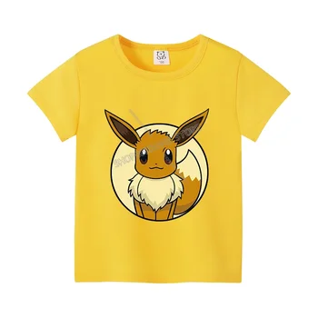 Pokemon Pikachu Baby Cotton T Shirt Squirtle Squirtle Charmander Eevee Tee Shirt Kawaii Cartoon Kid Clothes Boy Girl Summer Tops 2