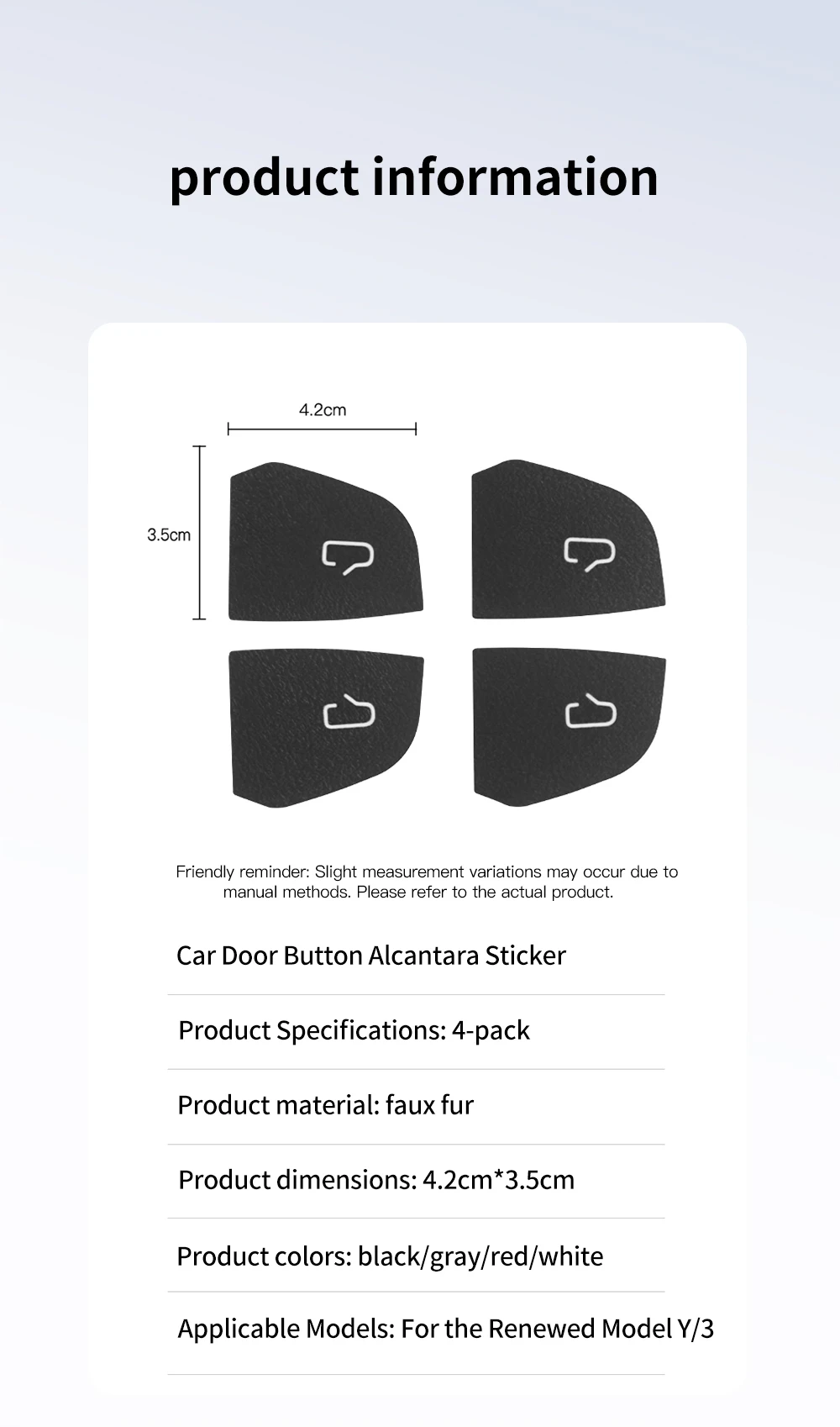 For Tesla New Model 3 Y Juniper Highland Car Open Door Button Stickers Armrest W