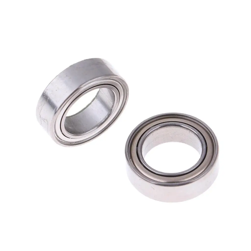 Deux roulements à billes RC 8x13x3.5mm en alliage argenté, côte à côte sur une surface noire.