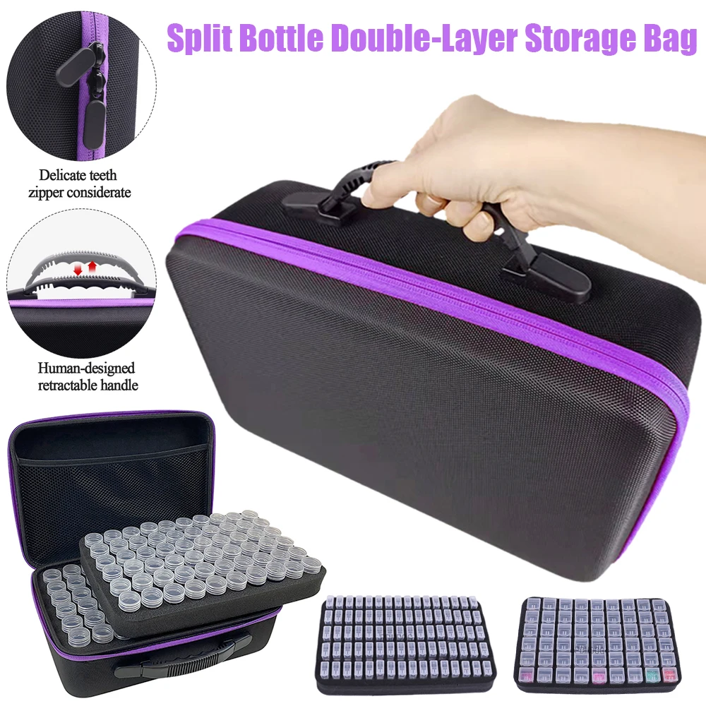 

Diamond Painting Bottles Accessory Storage Bilayer Suitcase Tools Box Self-adhesive Labels Bead Container Organizer Beads Boxes