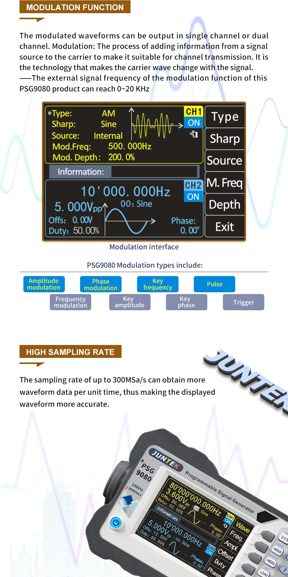 JUNTEK PSG9060 PSG9080 High-Precision Programmable Power Supply | Dual Channel 3