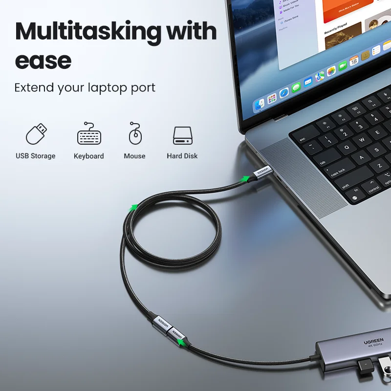 Ugreen USB C kiterjesztése Sürgöny típusa C extender Telefonzsinór USB-C Villám 3 számára xiaomi Nintendo Vasúti váltó USB 3.2 USB kiterjesztése Vezeték