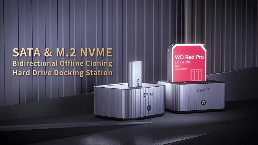 ORICO M.2 NVMe & 2,5''/3,5'' HDD Docking Station mit Offline Klonen, 10Gbps M2 SSD auf USB Adapter mit Aluminium Kühlkörper Gehäuse - Ohne Festplatte, 12V3A Netzteil