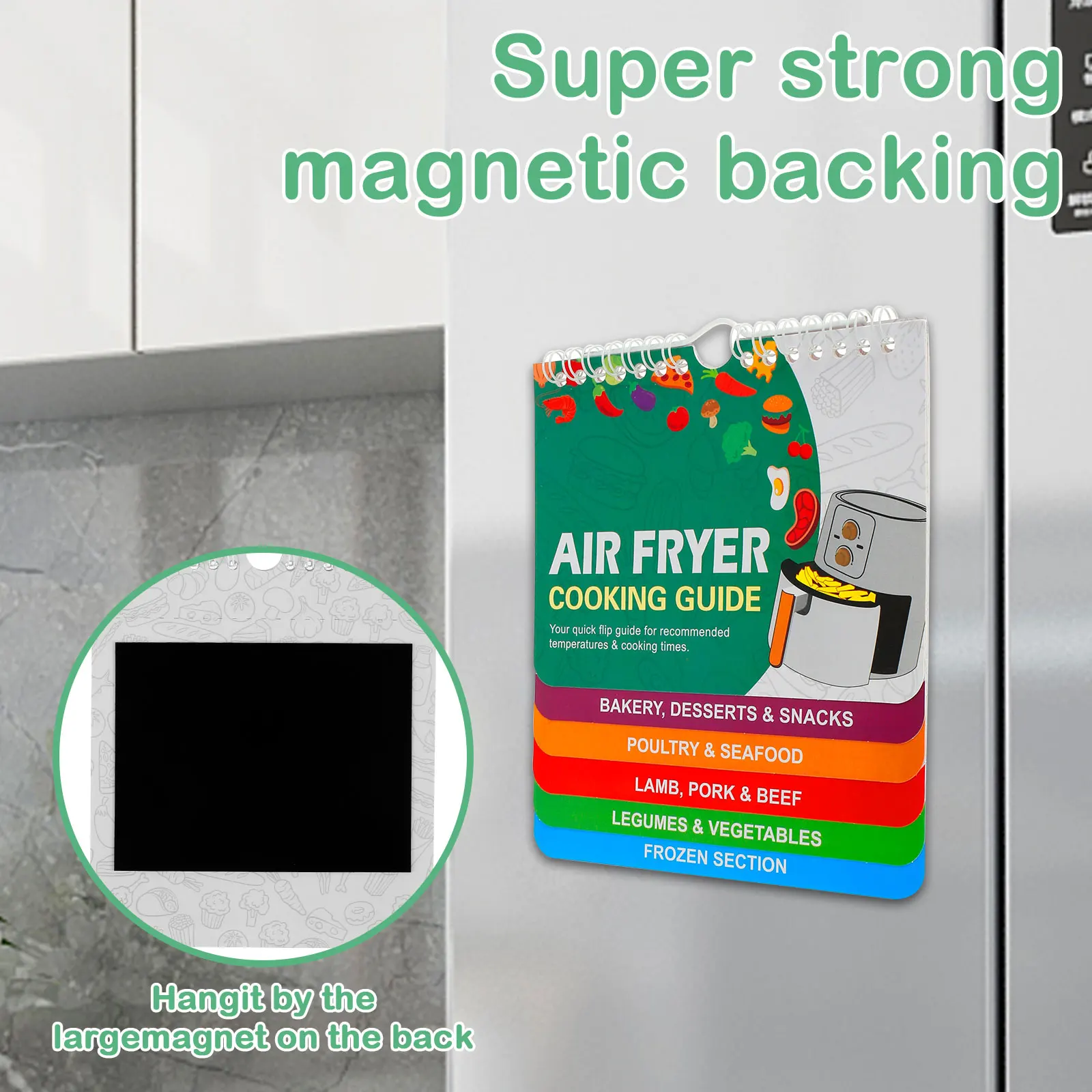 Air Fryer Magnetic Cheat Sheet Air Fryer Cookbook Keto Recipes Cooking Schedule Quick Reference Guide Sheet Kitchen Accessories