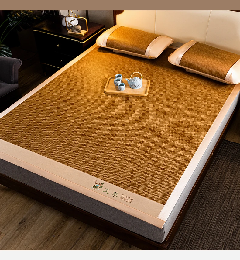 Description Picture 6 of itemHousehold summer mat wormwood rattan mat single bed double bed student dormitory ice silk mat summer straw mat