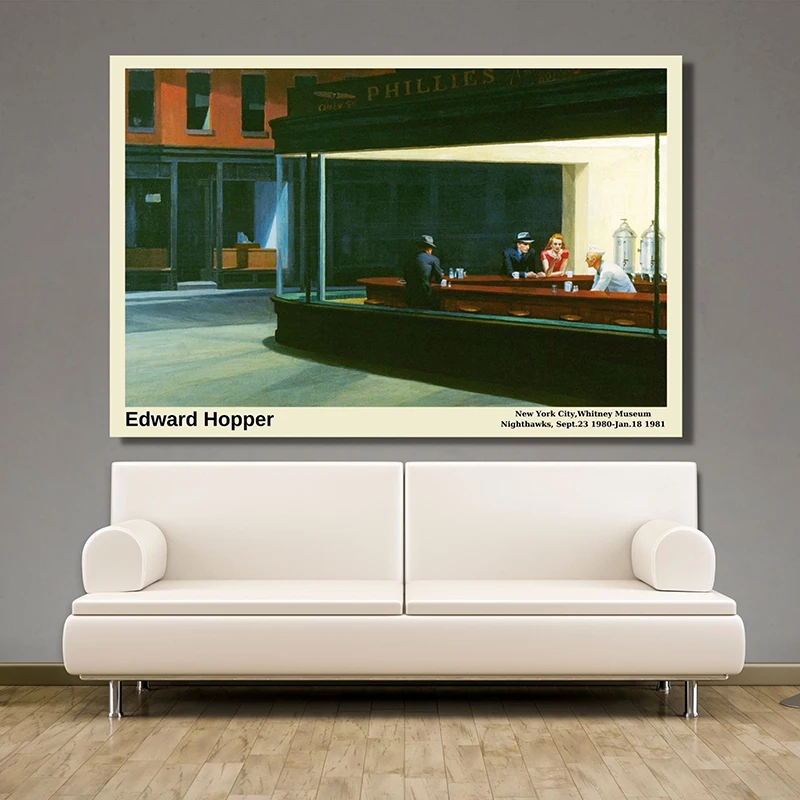Nighthawks Di Edward Hopper Canvas Painting Poster E Stampe Modern Wall Art Picture Per La Decorazione Della Casa Della Sala Da Pranzo