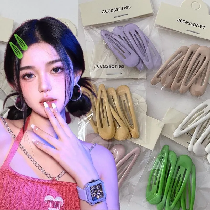 5 Pcs Y2K Girls Fashion Coffee Color Waterdrop Shape Pink Hair Clips Adult Sweet Forcine Accessori Per Capelli Femminili Snap Hair Grip