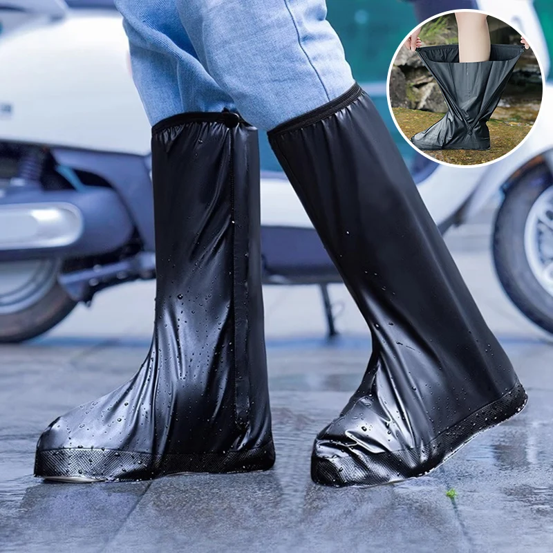 Rain Boot Shoe Cover Black Waterproof with Reflector Anti-Slip Clear Shoes Dust Covers for Motorcycle Bike Rain Cover Men Women shoe covers rain shoe covers rain shoe protector