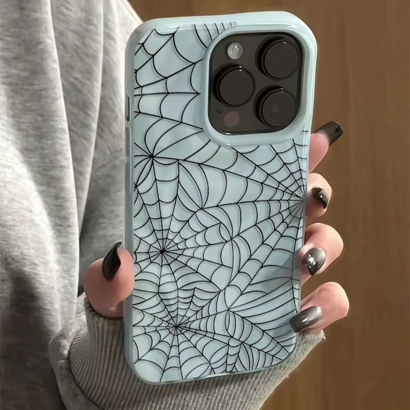 Enhanced Black Spider Web Silicone Phone Case Cover
