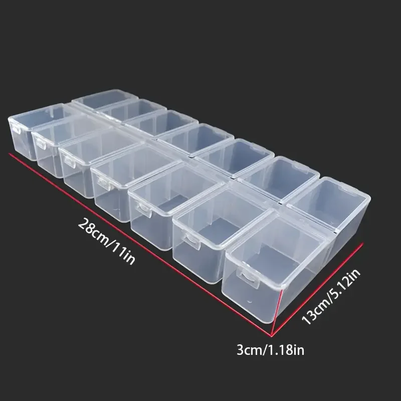 1pc 14 Grids Rectangle Plastic Jewelry Box Compartment Storage Box Case Jewelry Earring Bead Craft Display Container Organizer,