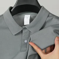 T-shirt d'été pour homme à manches courtes, col boutonné, coupe classique, décontracté, style polo, pull-over, couleur unie, léger, pour l'extérieur 3
