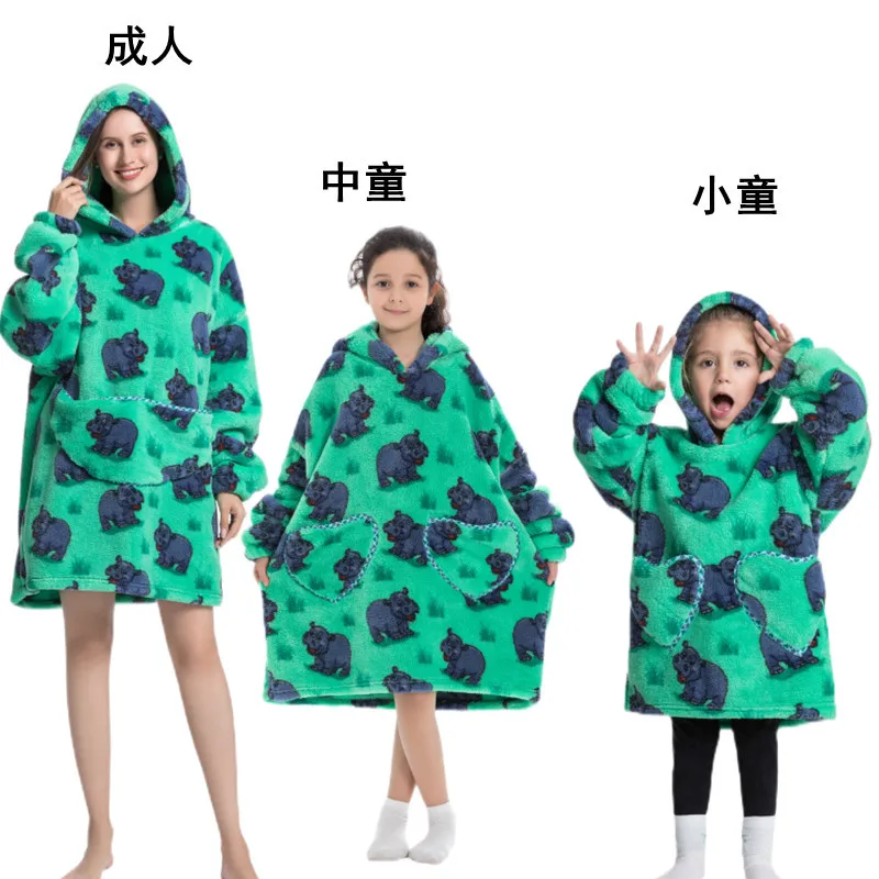 Winter Warmth Hooded Nightgown Adult Clothes Oversized Blanket Thicken TV Blanket Lazy Blanket Pajamas Hoodie New Gift