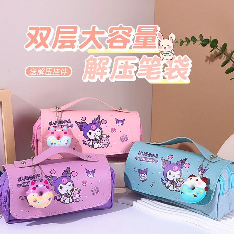 산리오 헬로 키티 쿠로미 파차코 연필 케이스, 여아용 대용량 연필 가방, 펜 박스, 사무실 학생 문구, 학용품