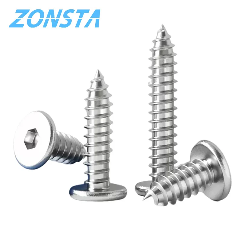 M2 M2.6 M3 M4 M5 M6 304 Stainless Steel Ultrathin Hexagon Low Flat Wafer Head Self Tapping Screw Wood Screws