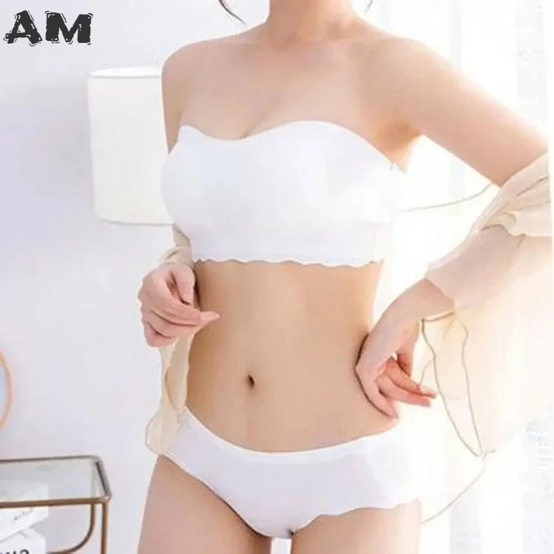 Summer Women's Ice Silk Tube Top Strapless Tube Top Breathable Invisible Bra Vest Soft and Removable Padded Underwear