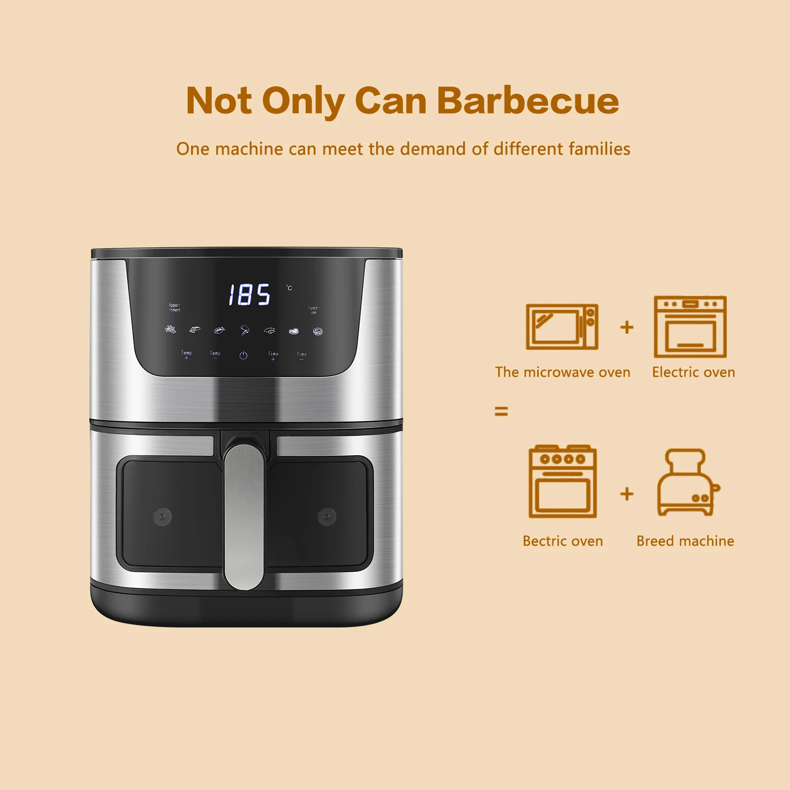 EXSAMO 7L Large Capacity Smart Electronic Digital Visual Deep Fryers Without Oil 2000W Multi-Function With Touchscreen Air Fryer