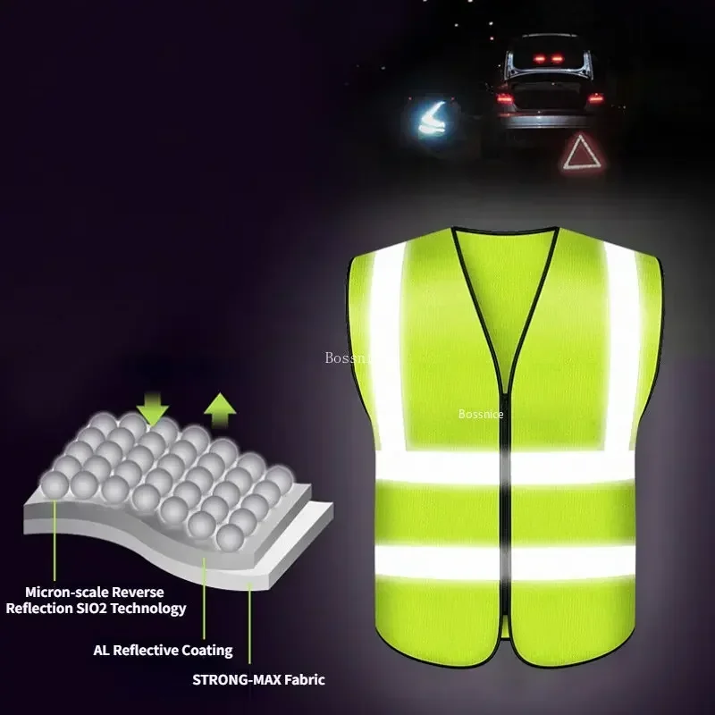 Reflective Vest Sleeveless Tops Traffic Running Safety Reflector with Reflective Stripe