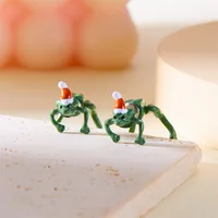 Creative Cute Animal Green Frog Toad Earrings For Women Funny Frog Wear A Santa Hat Piercing Earring Christmas Party Jewelry - Image 5