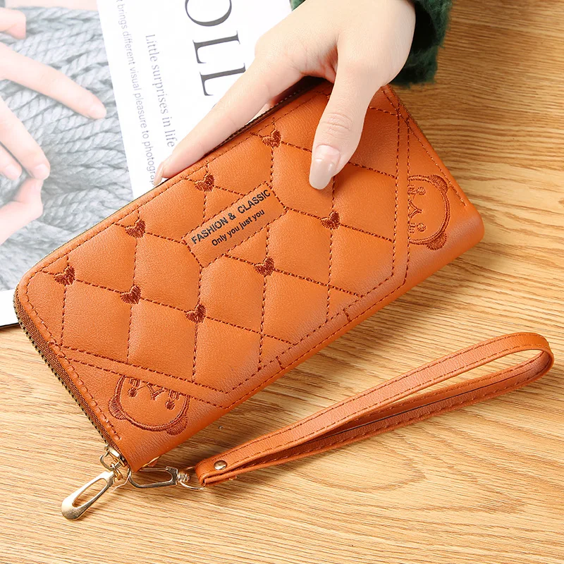 Fashion Genuine Leather Short Wallet Women Colorful Plaid Stripe