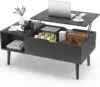 Coffee Table Black, Lift Top Coffee Tables for Living Room, Small Rising Wooden Dining Center Tables with Storage Shelf 2