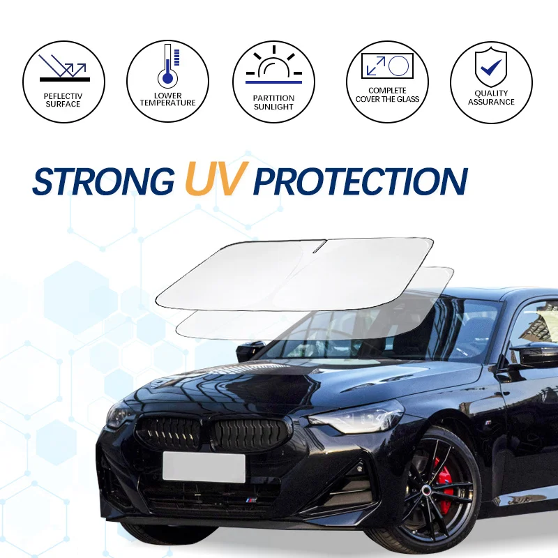 Ombrello Parasole per Parabrezza Anteriore per Auto per BMW X4 X4M F26 G02 X7 G07 20i 20d 30i 30d M40i M40d X4M, Protezione UV e Isolamento Termico Parasole Pieghevole Visiera,125 * 65cm