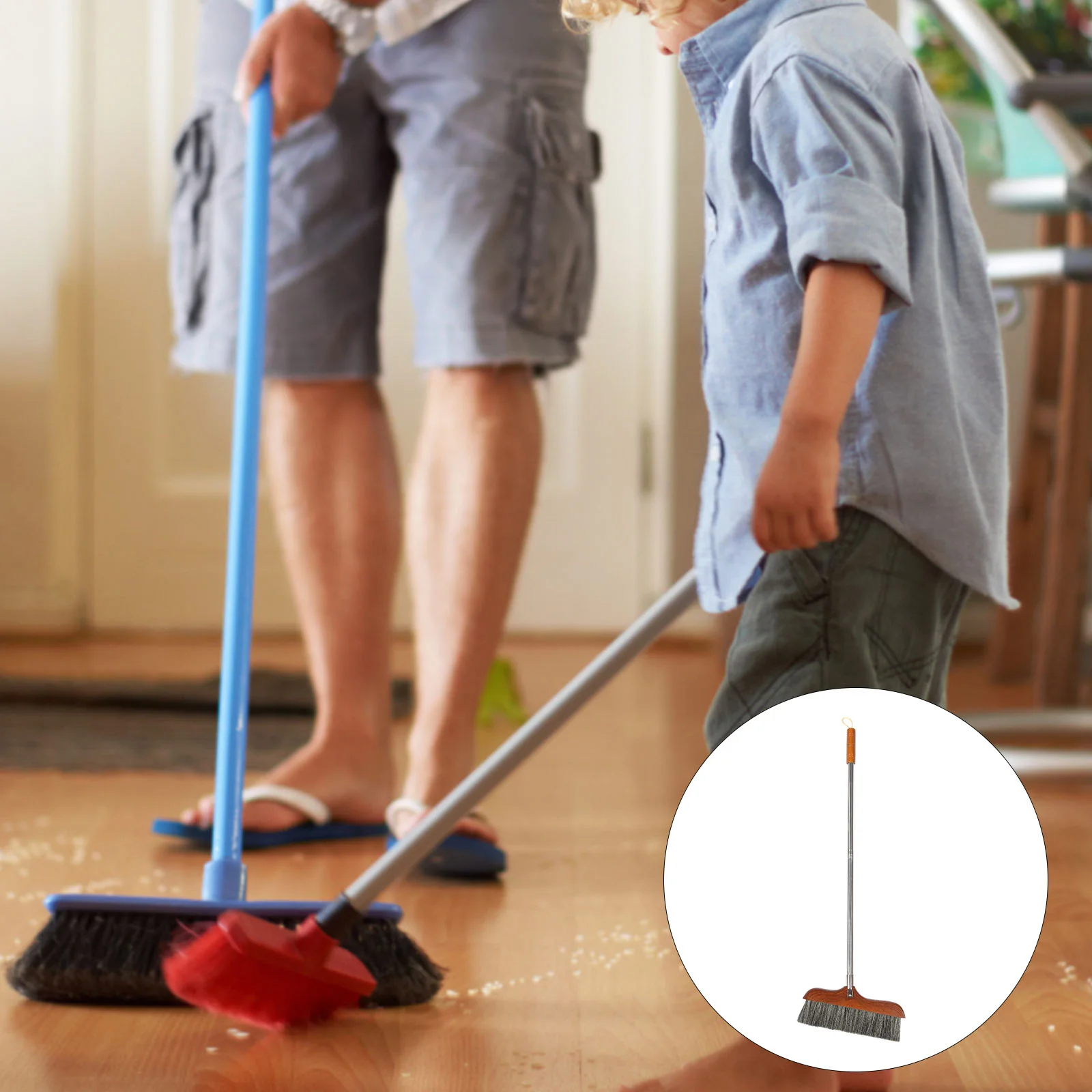 

Horse Hair Soft Bristle Broom Wooden Handle Angle Broom Floor Cleaning Broom Hair Removal Sweeper Carpet Sweeping Brush Indoor