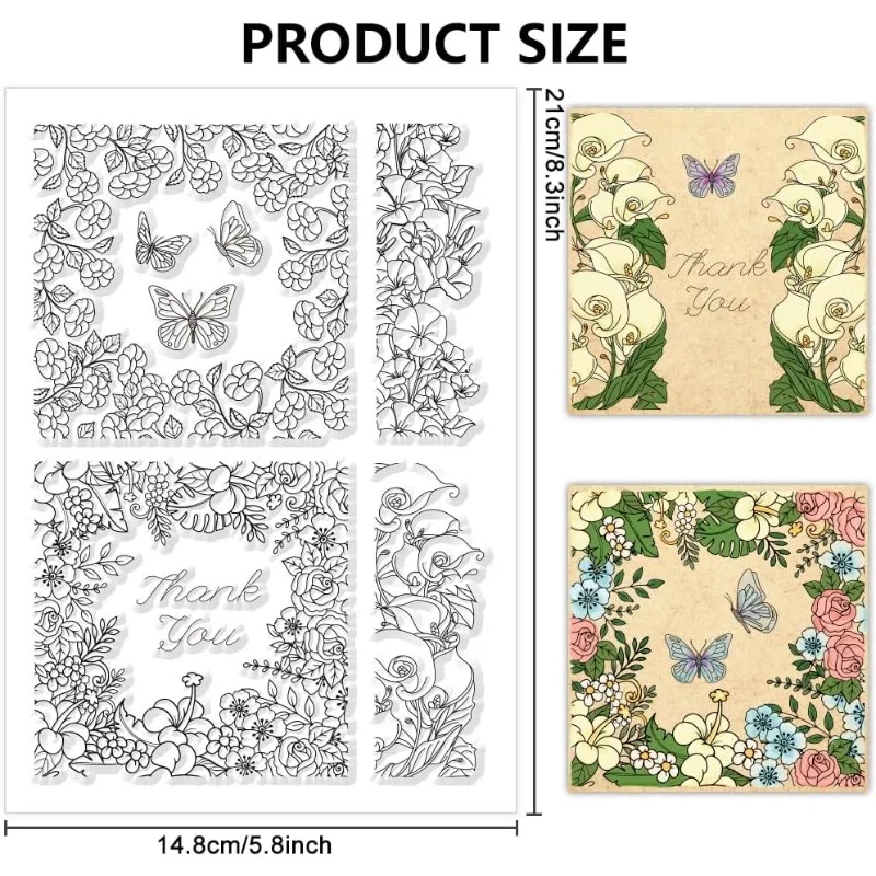 Flower Leaves Frame Background Clear Stamps Flower Frame Transparent Silicone Seal Stamp for DIY Scrapbooking Cards Making 1pc clear stamps clear rubber stamps